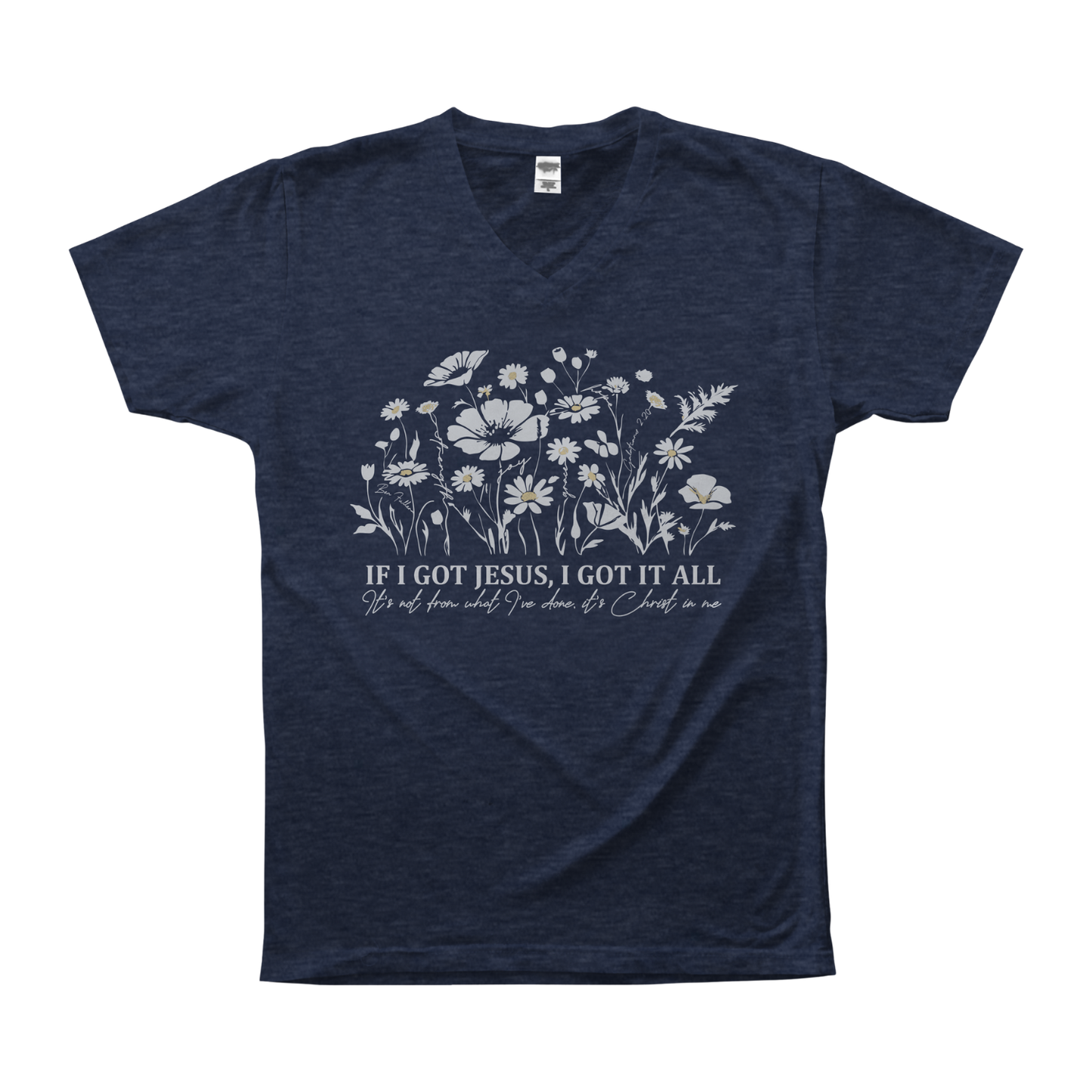 If I Got Jesus Flower Blue Tee